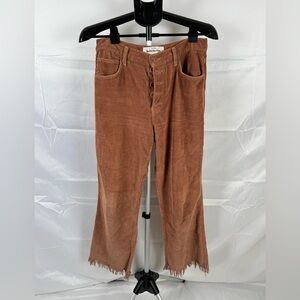 Reformation High Rise Corduroy Pants Frayed Hem 28